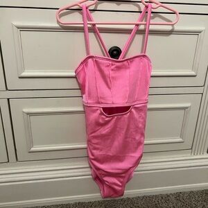 Girls Shiny Pink Swimsuit 6/7